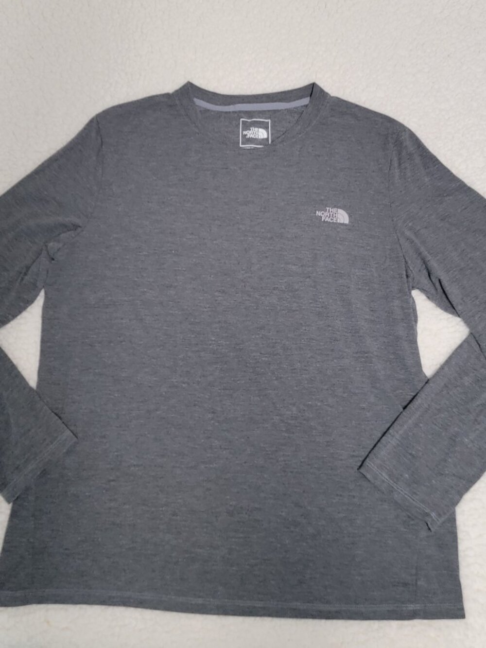The North Face Womens Size L Grey Long Sleeve Crew Neck T-Shirt Pullover Top